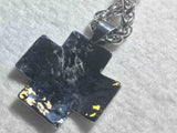 Iron Cross Necklace for Men Handmade Custom Cross Silver Waterproof Pendant Chain Hand Hammered Boys Christian Jewelry 3 Crosses of Calvary