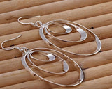 Silver 3 Hoop Earring for Woman 3 Sizes Drop Dangle Earrings for Women Girls Jewelry jewellery