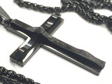 Thick Cross Necklace Heavy Black Gold Silver Prayer Cross Super Thick Waterproof Chain Crazy Design Pendant Catholic Crucifix Jewelry