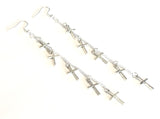 Silver Multi 5 Cross Earrings Boho Silver Chain Hippie Dangle Wedding Sideways Cross of Jesus Jewelry for Woman Jewellery for Girls