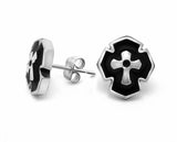 Mens Cross Earrings Studs Silver Black Hypoallergenic Waterproof Stainless Steel Punk Elegant Hip Hop Jewelry Catholic Orthodox Crucifix