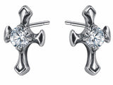 Mens Large Zircon Cross Earring Stud for Women Men Waterproof Hypoallergenic Stainless Steel Silver Stainless Steel Crucifix Hip Hop Punk