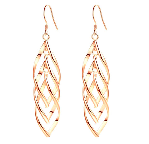 Infinity Twist 3 Hoop Earrings Drop Dangle Silver Rose Gold Earrings for Women Girls Jewelry jewellery