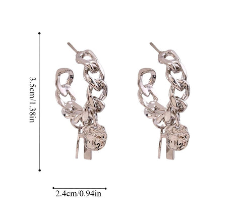 Silver Curb Chain Hoop Cross Earrings Modern Design for Women Girls Cross of Jesus Christian Jewelry jewellery