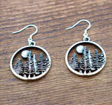 Set - Colorado Mountain Necklace and Earrings under the sun pine tree jewelry Hikers Wanderlust Bikers Minimalist Jewelry Set for Woman