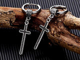 Long Viking Cross Earrings with Celtic Irish Design and Hoop Closure Crucifix Boho bohemian style Jesus Cross EarringsJewelry