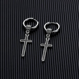 Long Viking Cross Earrings with Celtic Irish Design and Hoop Closure Crucifix Boho bohemian style Jesus Cross EarringsJewelry