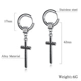 Long Viking Cross Earrings with Celtic Irish Design and Hoop Closure Crucifix Boho bohemian style Jesus Cross EarringsJewelry