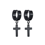 Mens Dangle Cross Earrings Lever Back Hipster Club Dance Punk Earrings Waterproof Dangle Black Silver Gold Cross of Jesus Korean Jewelry