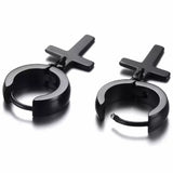 Mens Dangle Cross Earrings Lever Back Hipster Club Dance Punk Earrings Waterproof Dangle Black Silver Gold Cross of Jesus Korean Jewelry