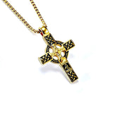 Viking Celtic Cross Necklace Irish Knot Crucifix Gold Black Waterproof Hypoallergenic All Silver Stainless Steel Box Chain