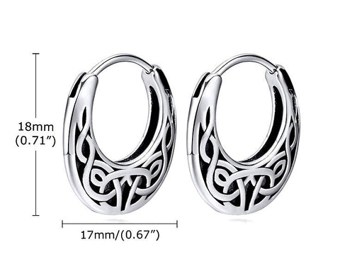Mens celtic huggie hoop earrings womens irish knot triquetra claddaghs viking valknut scottish waterproof hypoallergenic stainless steel