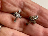 Mens Large Zircon Cross Earring Stud for Women Men Waterproof Hypoallergenic Stainless Steel Silver Stainless Steel Crucifix Hip Hop Punk