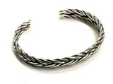 Heavy Solid Sterling Bracelet for Men and Women Braided Weave Bangle Waterproof Hypoallergenic Cuff