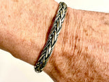 Heavy Solid Sterling Bracelet for Men and Women Braided Weave Bangle Waterproof Hypoallergenic Cuff
