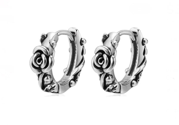 Mens huggie flower hoop earrings womens irish knot triquetra claddaghs viking valknut scottish waterproof hypoallergenic stainless steel