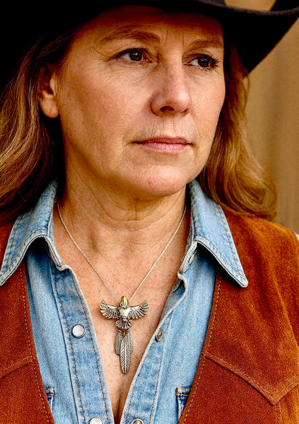 Solid Sterling Silver Western Bald Eagle Pendant Feather Detail Engraved Necklace Biker Box Chain Mens Jewelry Jewellery