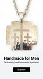Hand hammered 3 cross dog tag necklace custom personalized heavy keel chain for men