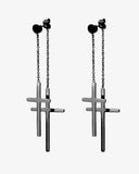 2 cross earrings double tassel and chain cross of jesus all waterproof hypoallergenic stainless steel 2