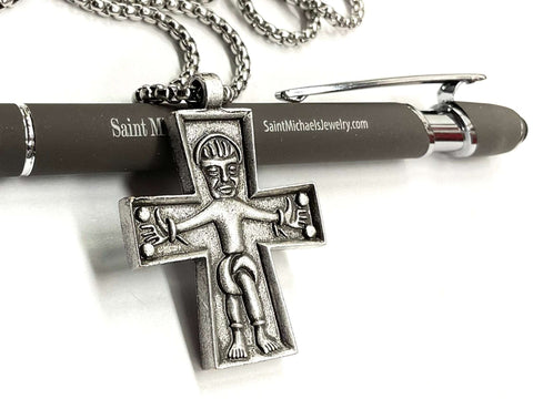 Ancient Viking Crucifix Crafted Pendant Cross Necklace Silver Novgorod Russian Jesus