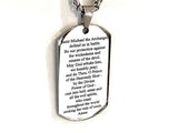 Full Prayer Saint Michael Cross Dog Tag Necklace Silver or Black Patron Saint Police Officers Soldiers St Medal Medallion Firefighters Prayer