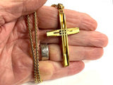 Large 3 Cross Crucifix Necklace Modern Sleek Design Cuban Chain All Gold Waterproof Stainless Steel hip hop Jewelry Jesus