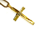 Large 3 Cross Crucifix Necklace Modern Sleek Design Cuban Chain All Gold Waterproof Stainless Steel hip hop Jewelry Jesus