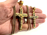 Large gothic cross crucifix necklace all gold and black orthodox waterproof jewelry heavy stainless steel INRI hip hop chain catholic