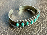 Light weight silver multi row turquoise stone bracelet with bohemian trim large bangle cuff jewelry