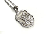 Winged Saint Michael Protect Us Archangel Solid Sterling Silver Waterproof Shield Patron Saint Police Officers Soldiers