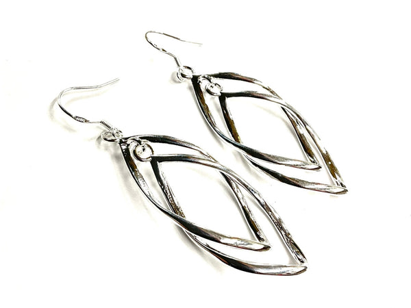 Infinity Twist 2 Hoop Earrings Drop Dangle Silver or Gold Earrings for Women Girls Jewelry