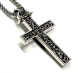 Solid Sterling Silver Golden Eagle Cross Necklace Antiqued Western S925 Pendant for Men