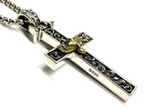 Solid Sterling Silver Golden Eagle Cross Necklace Antiqued Western S925 Pendant for Men