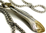 Solid Sterling Silver Cross and Eagle Feather Necklace with Detailed Engraving