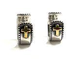 Cartilage No Pierce Cross Cuff Wrap Earring S925 Solid Sterling Silver with Gold Cross Hypoallergenic