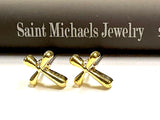 Contemporary Cross Earrings in Silver or Gold in a Modern flowing Design