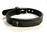 Philippians 4:13 Bracelet for Men I can do all things Silver Black Bangle Stainless Steel Engraved Boys Cuff Christian Jewelry