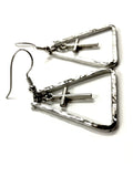 Handmade Silver Triangle Cross Earrings Dangle Bar Crucifix Hand Hammered Custom Personalized Bar Cross of Jesus Drop Jewelry jewellery