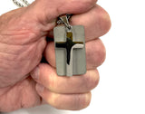 Silver Hand Made Cross Necklace Men Two Piece Dog Tag Handmade Custom Personalized Waterproof Stainless Steel Jesus Jewelry