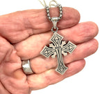 Calla lilie Solid Sterling Silver Cross Black Zircon Necklace S925 easter Jewelry Women Girls rebirth resurrection