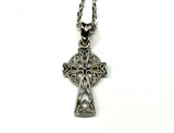 Irish Celtic Solid Sterling Silver Cross Necklace Intricate S925 Pendant for Women Cast Jewelry link Chain Jewellery for Girls
