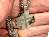 Iron Cross Necklace for Men Handmade Custom Cross Silver Waterproof Pendant Chain Hand Hammered Boys Christian Jewelry 3 Crosses of Calvary