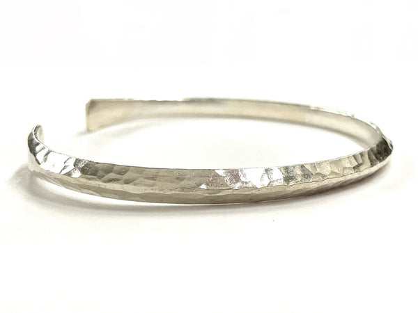 Hammered Pure Sterling Silver Bracelet S925 Womens Raised Pattern Mens Bracelet Bangle Cuff Jewelry