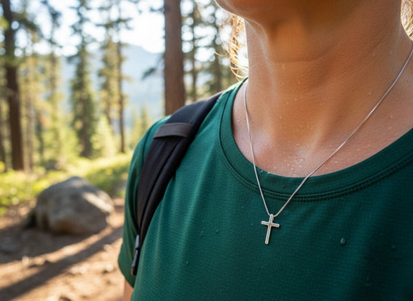 Our Smallest Sterling Silver Cross Choker Very Very Small and Super Thin S925 Chain Stamped Accent Old World Silver Box Chain Jesus