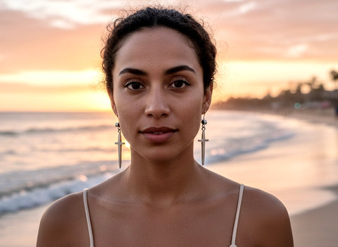 Solid Sterling Silver and Black Onyx Earrings Dangle with Studs S925 Hypoallergenic Elegant