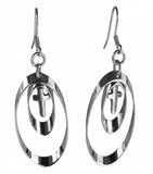 Sterling Silver 2 Hoop Dangle Earrings Drop Dangle for Woman Girls Cross Jesus Jewelry Jewellery