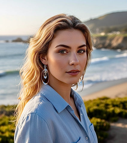 Sterling Silver 2 Hoop Dangle Earrings Drop Dangle for Woman Girls Cross Jesus Jewelry Jewellery