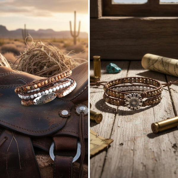 Believe 3 Strand Wrap Bracelet Natural Stone Boho Bohemian Yoga Leather Friendship High Quality SouthWest Jewelry Women Girls Jewelry