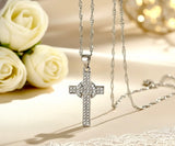Set - sterling silver zircon cross earrings and necklace S925 pendant for women cast jewelry link chain jewellery for girls
