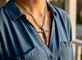 Jesus tied with ropes to the cross necklace and the wound in his side in solid sterling silver S925 crucifix for man catholic orthodox